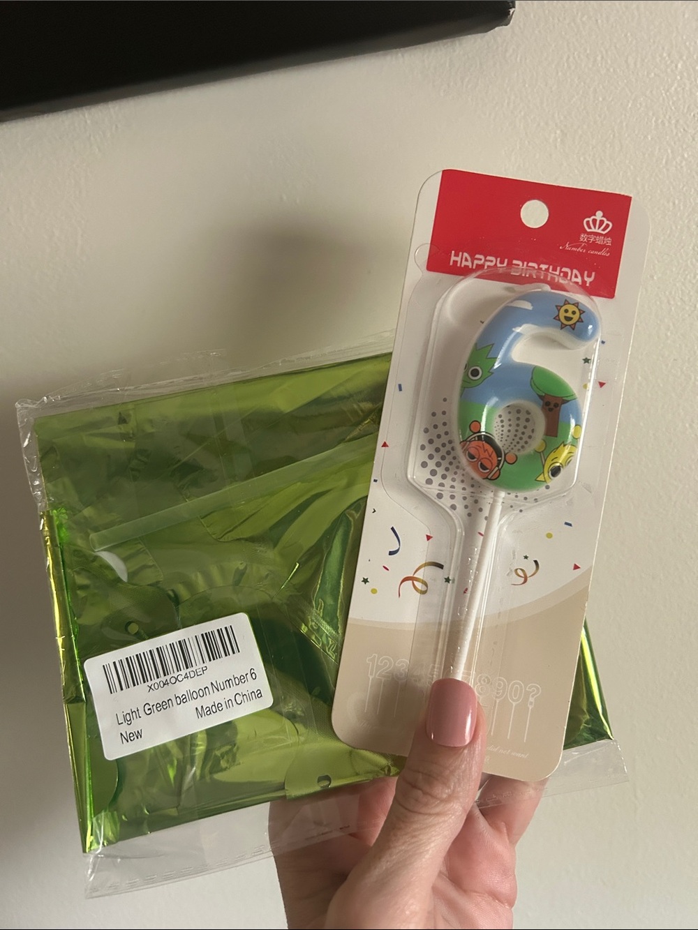6th Birthday Bundle! Green Foil "6" ballon & "Sprunki" 6 Birthday Candle - Picture 2 of 7